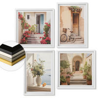 WANDBILDER 4er-Set - 50x50 cm & 40x60 cm Weißer Rahmen - Charmante Küstenstraßen - Weiß, Kunststoff (50/50cm) - ArtPrintCave