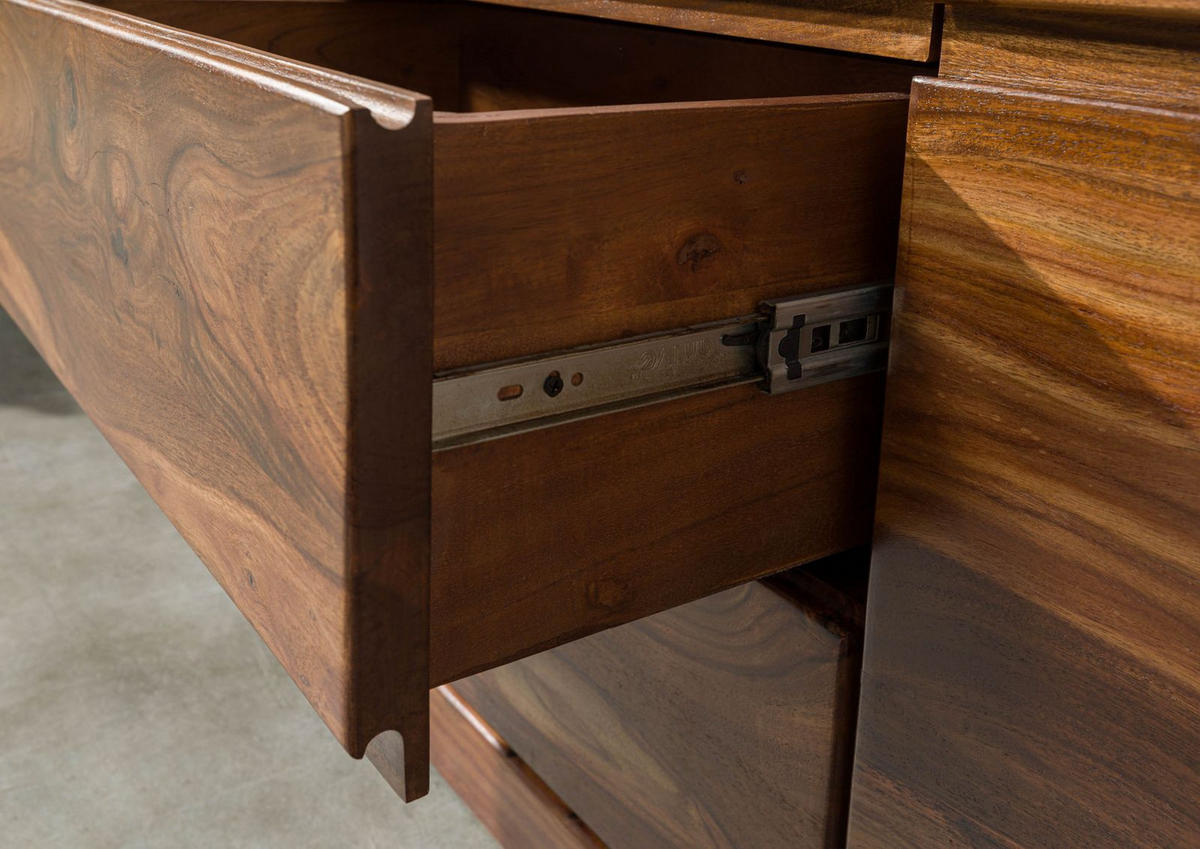 SIDEBOARD Sheesham 185x40x80 walnuss gewachst TORONTO #202 - Walnussfarben, Holzwerkstoff (185/80/40cm)