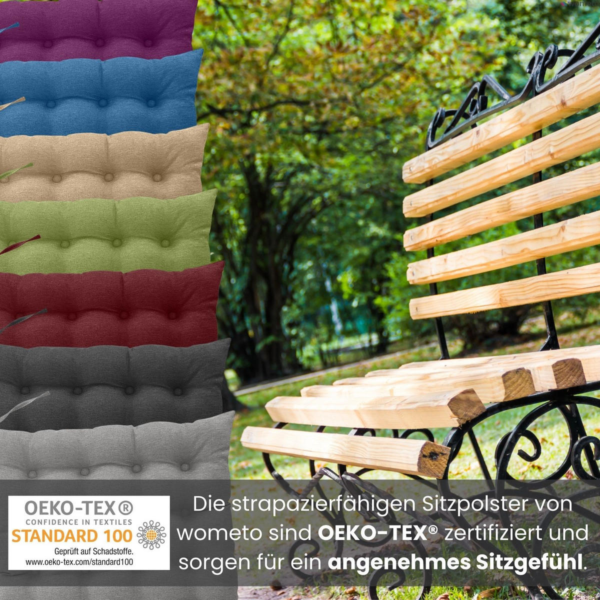 SITZKISSEN 16-Punkt grün 40/40 cm mit Steppung und Halte-Bändern - Grün, Textil (40/40/4cm) - wometo