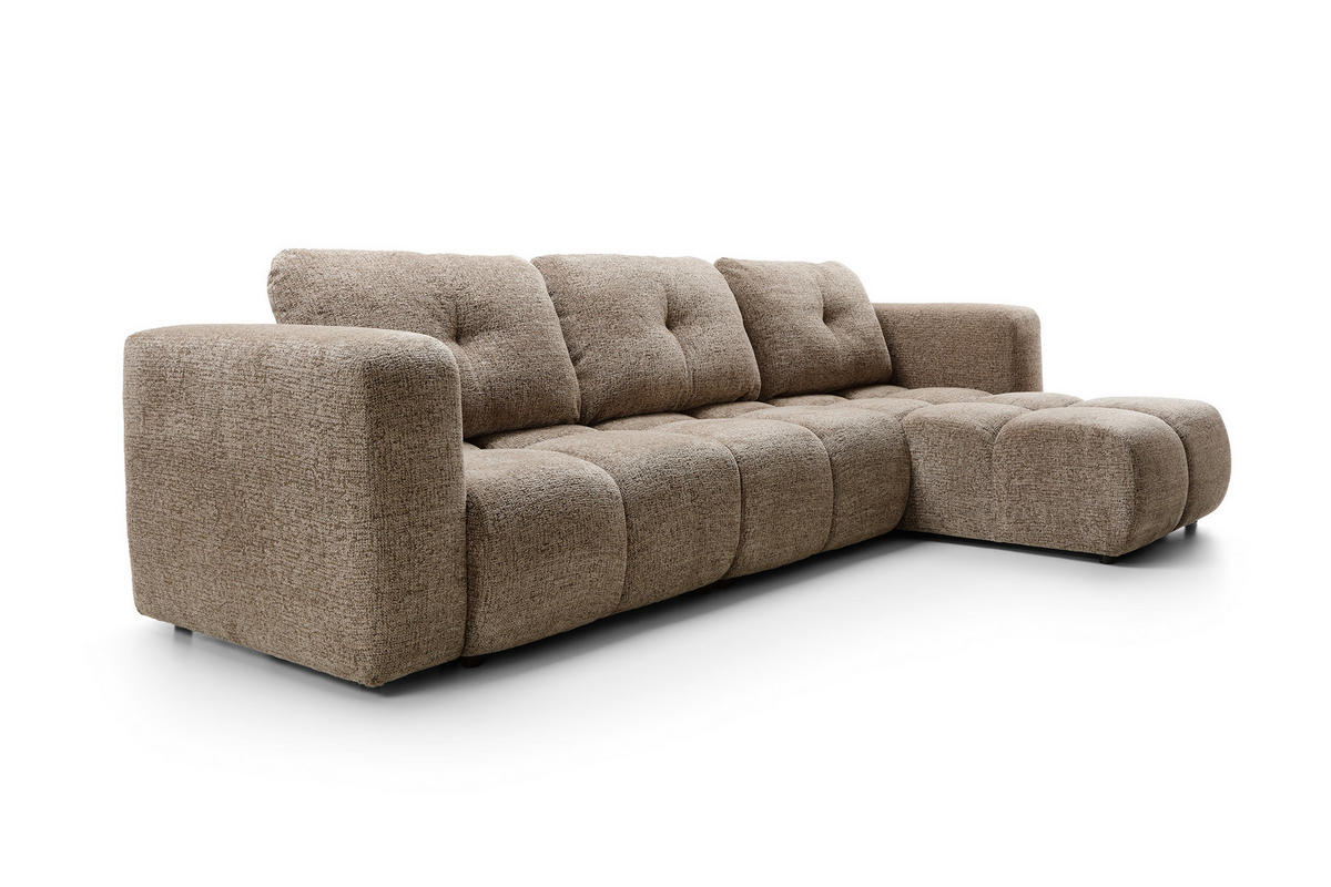 ECKSOFA ARTE 03 Braun Chenille mit Schlaffunktion - Braun, Holz (336/177cm) - MASSENO