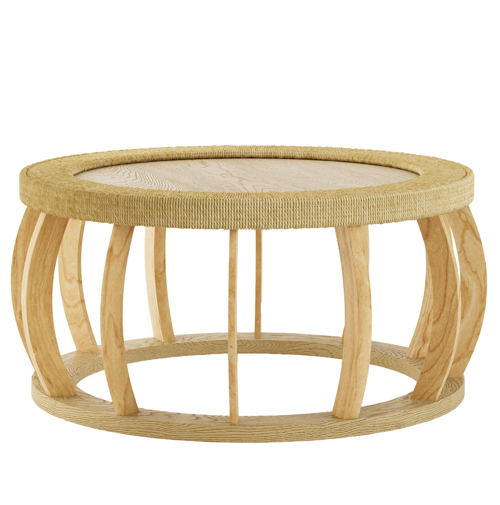 COUCHTISCH 90/90/43 cm mit runder Tischplatte und geschwungenen Beinen, Natur - Naturfarben, Holzwerkstoff (90/90/43cm) - Modfu