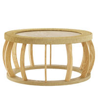 COUCHTISCH 90/90/43 cm mit runder Tischplatte und geschwungenen Beinen, Natur - Naturfarben, Holzwerkstoff (90/90/43cm) - Modfu