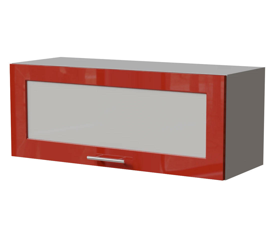 KLAPPHÄNGESCHRANK Brerra W4BS/90 WKF Grau / RAL 3002 karminrot Hochglanz 90 / 32,5 / 36cm - Rot/Grau, Holz/Holzwerkstoff (90/36/32.5cm) - Feldmann-Wohnen