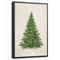 LEINWAND Bilder mit Rahmen - Weihnachtsbaum - Grün - Weihnachten - Feiertage - 20x30 - Olivgrün, Textil (20/30cm) - MuchoWow