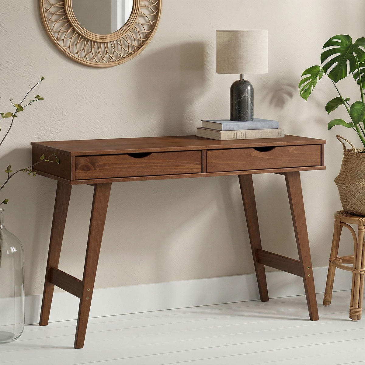 SCHREIBTISCH MILO - Kastanienfarben, Holz (50/110/75cm) - IDIMEX