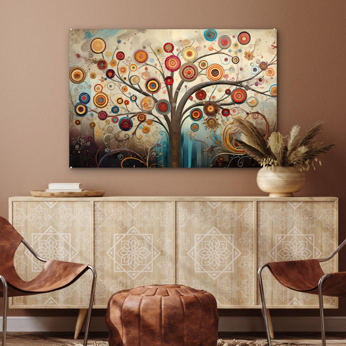 ACRYLGLASBILD Baum - Baum des Lebens - Farbe 90x60 cm - Braun, Glas (90/60cm) - MuchoWow