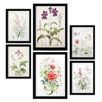 POSTER Set Mit 6 Orchideen & Nelken A3 & A4 Schwarzer Rahmen - Schwarz, Papier (29/3cm) - Nacnic