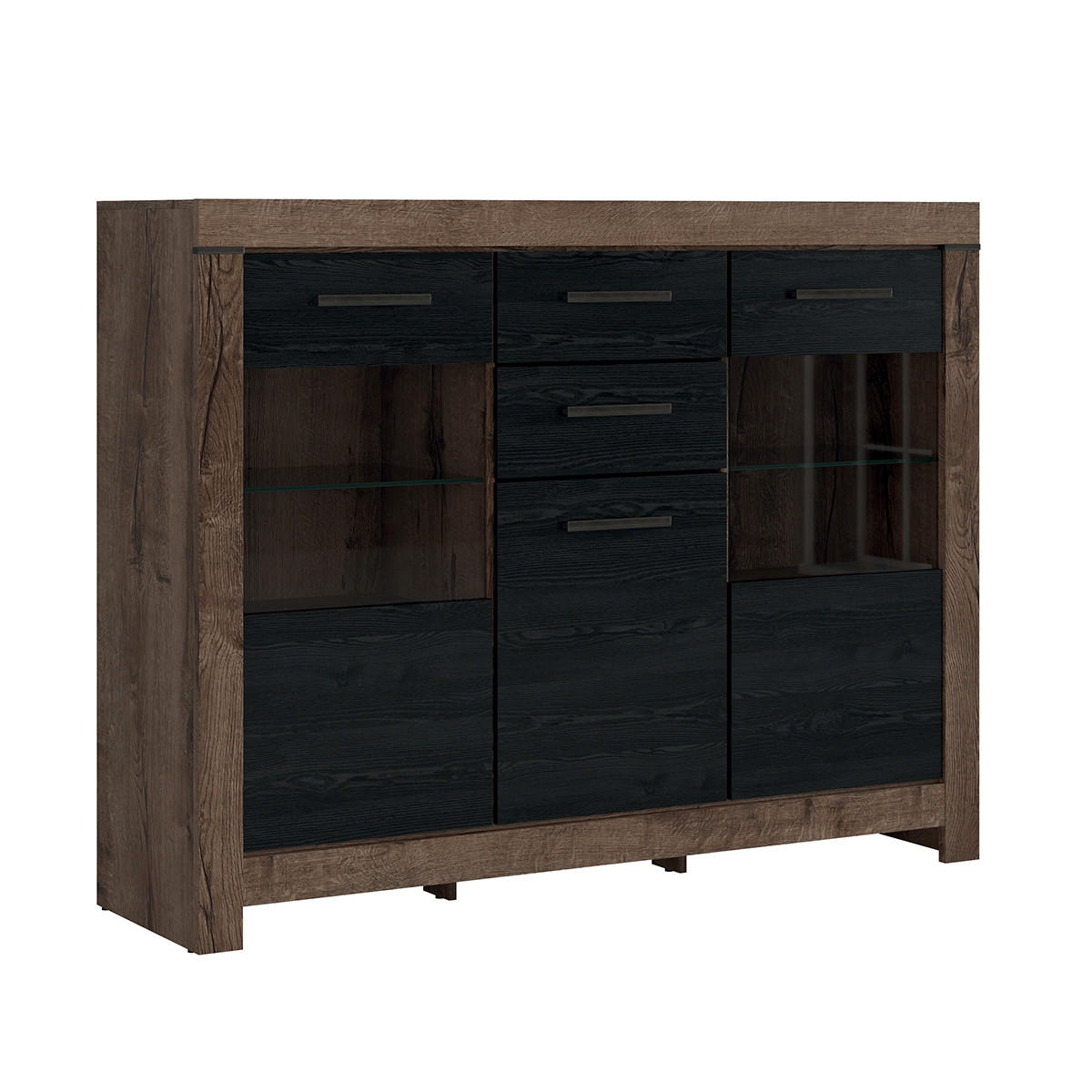 SIDEBOARD Adam Holz und Schwarz - Schwarz, Holzwerkstoff (160/124/45cm) - Petits-meubles