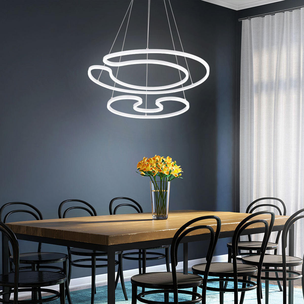 LED HÄNGELEUCHTE U-Form Weiß Matt - Weiß, Metall (67/67/120cm) - Globo Lighting