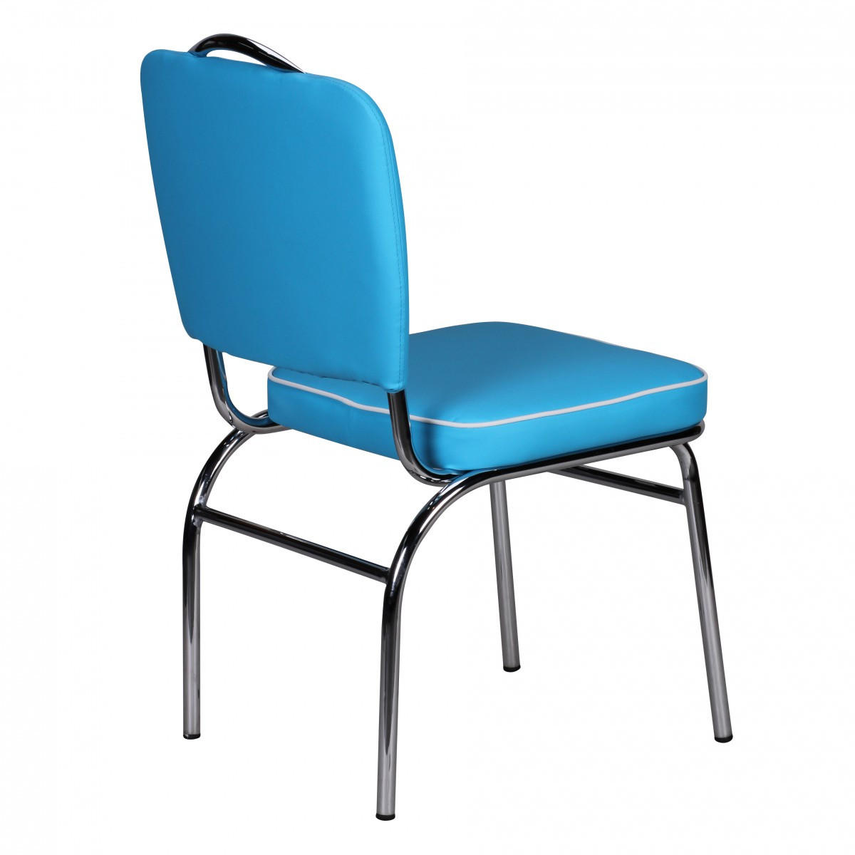 ESSZIMMERSTUHL Kunstleder mit Metallgestell Retro 50er Jahre gepolstert, Blau 47x45x90 cm - Blau/Silberfarben, Kunststoff/Textil (47/90/45cm) - KADIMA DESIGN