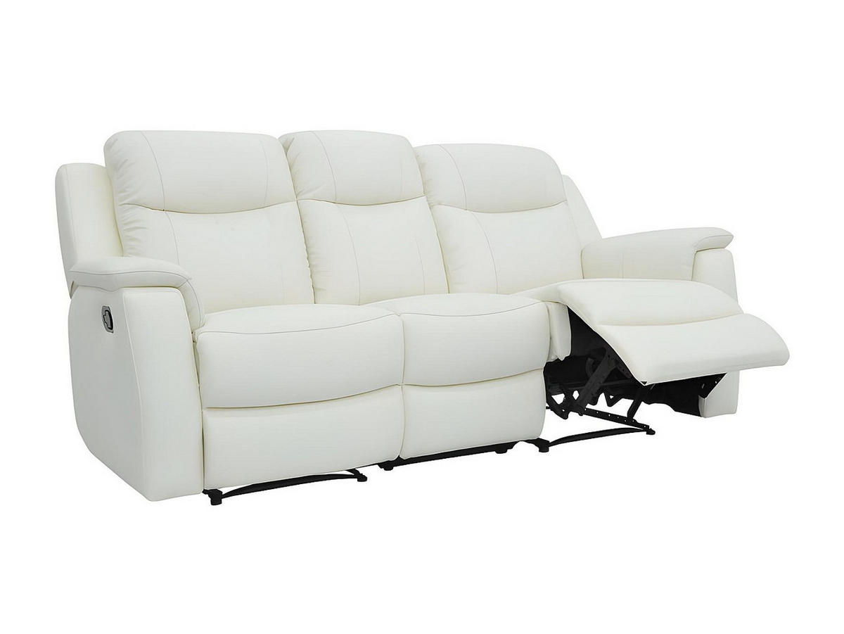 COUCHGARNITUR mit Sessel - 5 Personen - Leder - Elfenbeinfarben - EVASION - Weiß, Leder (205/100/96cm) - Vente-Unique