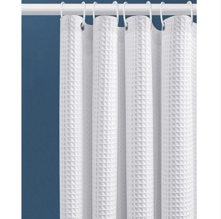 DUSCHVORHANG Weiß Waffelstruktur mit Ringen Badewanne schimmelresistent robust - Weiß, Textil (80/180cm) - MCBOSON