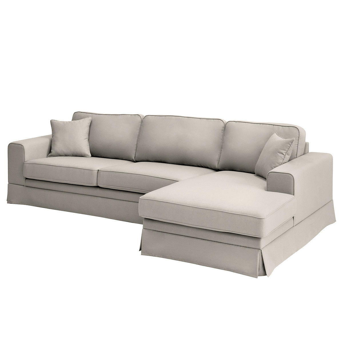 ECKSOFA mit Husse - Longchair, Webstoff - Hellgrau/Schwarz, Kunststoff/Textil (300/165cm) - home24