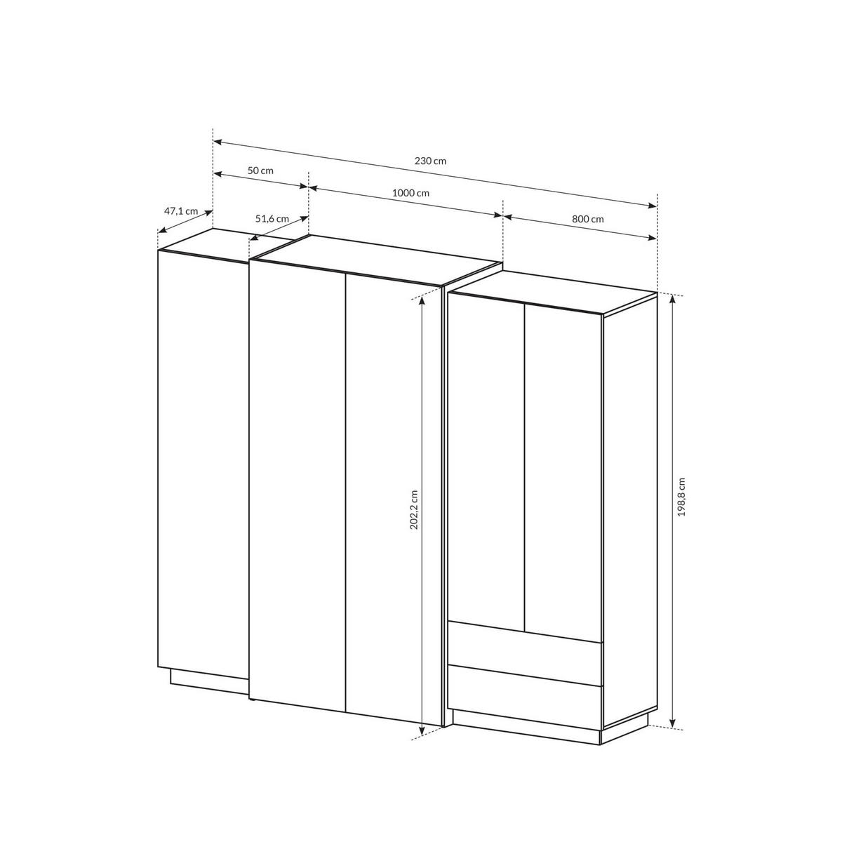 DREHTÜRENSCHRANK TRES 230/201,8/51,6 cm 5-türig Weiß - Orange/Weiß, Holzwerkstoff (230/201.8/51.6cm) - MASSENO