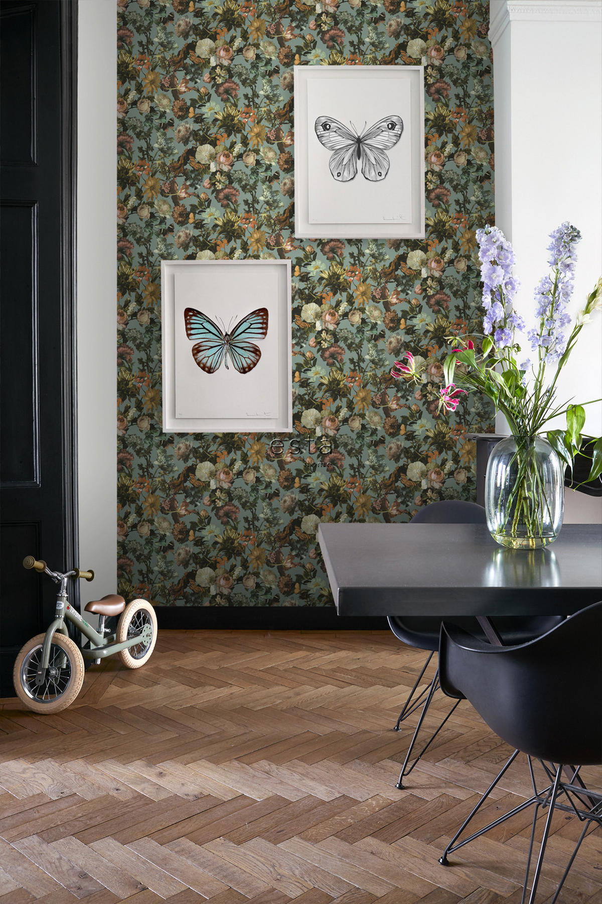TAPETE Blumen 53 cm x 10.05 m - Blau, Papier (53/1000cm) - ESTAhome