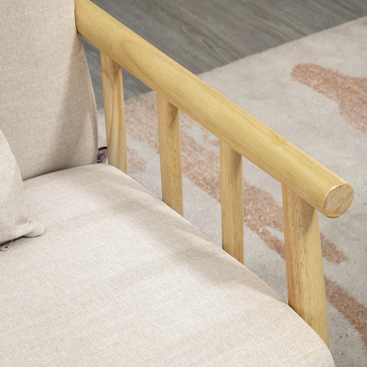 2-SITZER-SOFA DE-06455 Leinenoptik, kompakt, Holzrahmen Beige - Beige, Holz/Textil (123/74/69cm) - ComfortXL