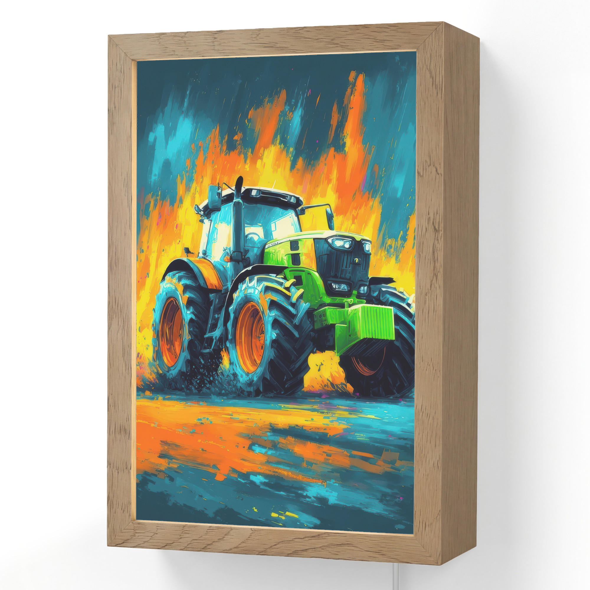 OnlyWow NÁSTĚNNÁ LAMPA Abstrakt - Traktor - Zelený 20x30 cm