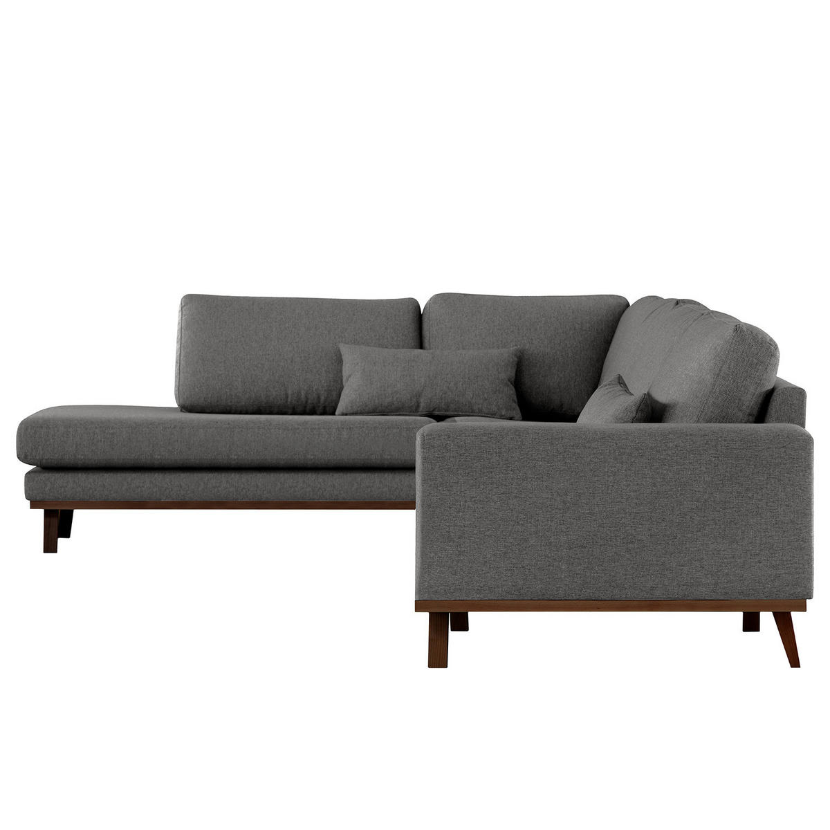 ECKSOFA mit Ottomane - Dunkelgrau/Buchefarben, Buchenholz/Textil (287/219cm) - home24