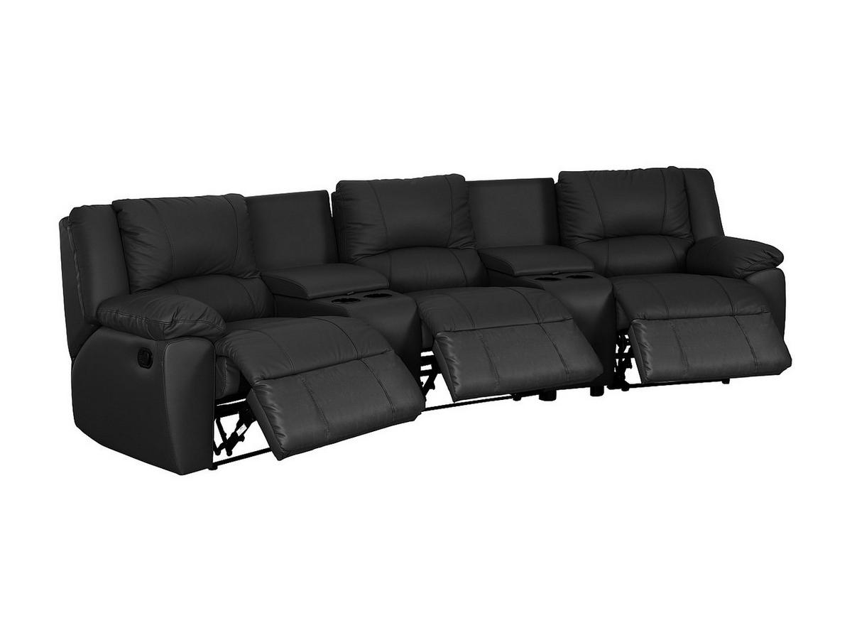 SOFAGARNITUR mit Relaxfunktion - 6 Personen - Leder - Schwarz - - Schwarz, Leder (201/97/95cm) - Vente-Unique