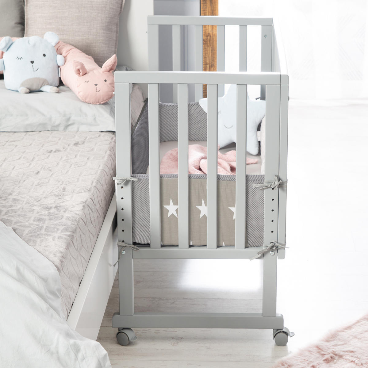 BEISTELLBETT Little Stars 3in1 Set 90 x 45 cm - Taupe/Grau, Holzwerkstoff (45/90cm) - Roba