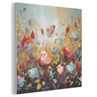 AKUSTIKBILD Blumen - Kunst - Natur - Ölgemälde Akustikpaneele 80x80 cm - Multicolor, Kunststoff (80/80/0.9cm) - MuchoWow