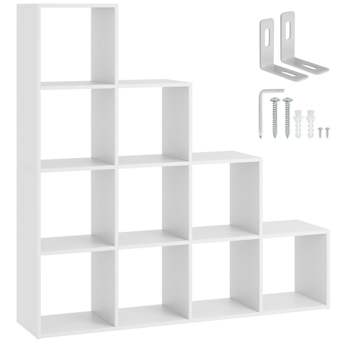 BÜCHERREGAL Talisa,130 x 29 cm x 130 cm,weiß - Weiß, Holzwerkstoff (130/130/29cm) - tectake