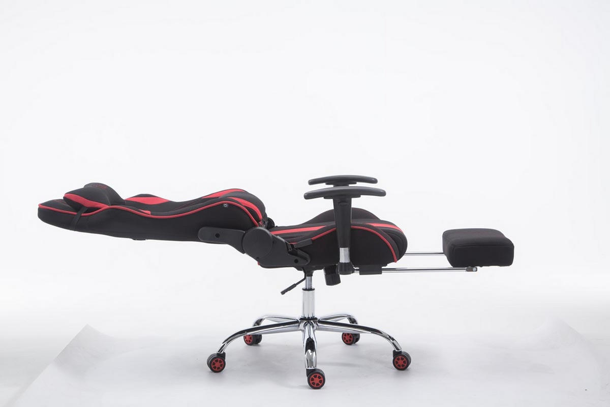 GAMINGSTUHL Limitless-2, Stoff mit Fußablage Schwarz/Rot - Rot, Textil/Metall (70/135/58cm) - TPFLiving