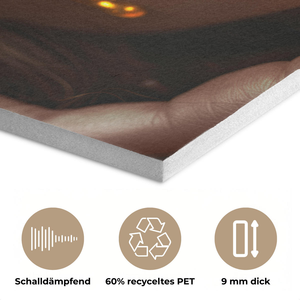 AKUSTIKPANEEL Frau - Gold - Luxus - Porträt 90x90 cm - Goldfarben, Textil (90/0.9/90cm) - MuchoWow