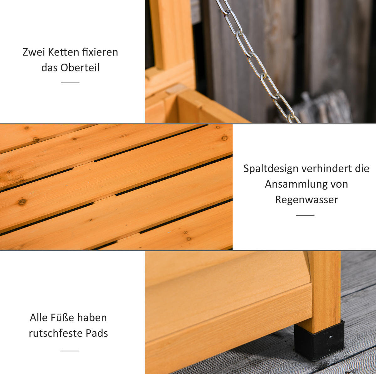 GARTENBOX 127/56/60 cm aus Fichtenholz mit aufklappbarem Deckel und viel Stauraum, Gelb - Gelb, Holz (56/60/127cm) - Redom