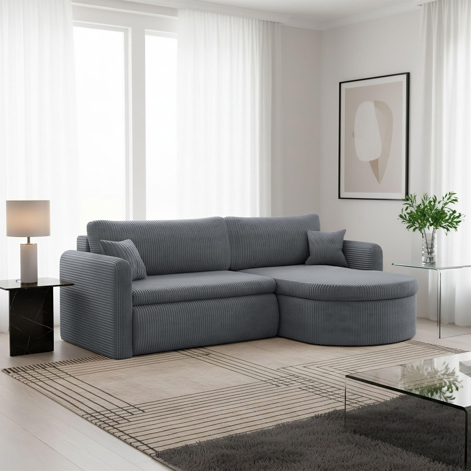 ECKSOFA Feliz In Poso - Grau, Holzwerkstoff/Textil (250/160cm) - Fun Möbel