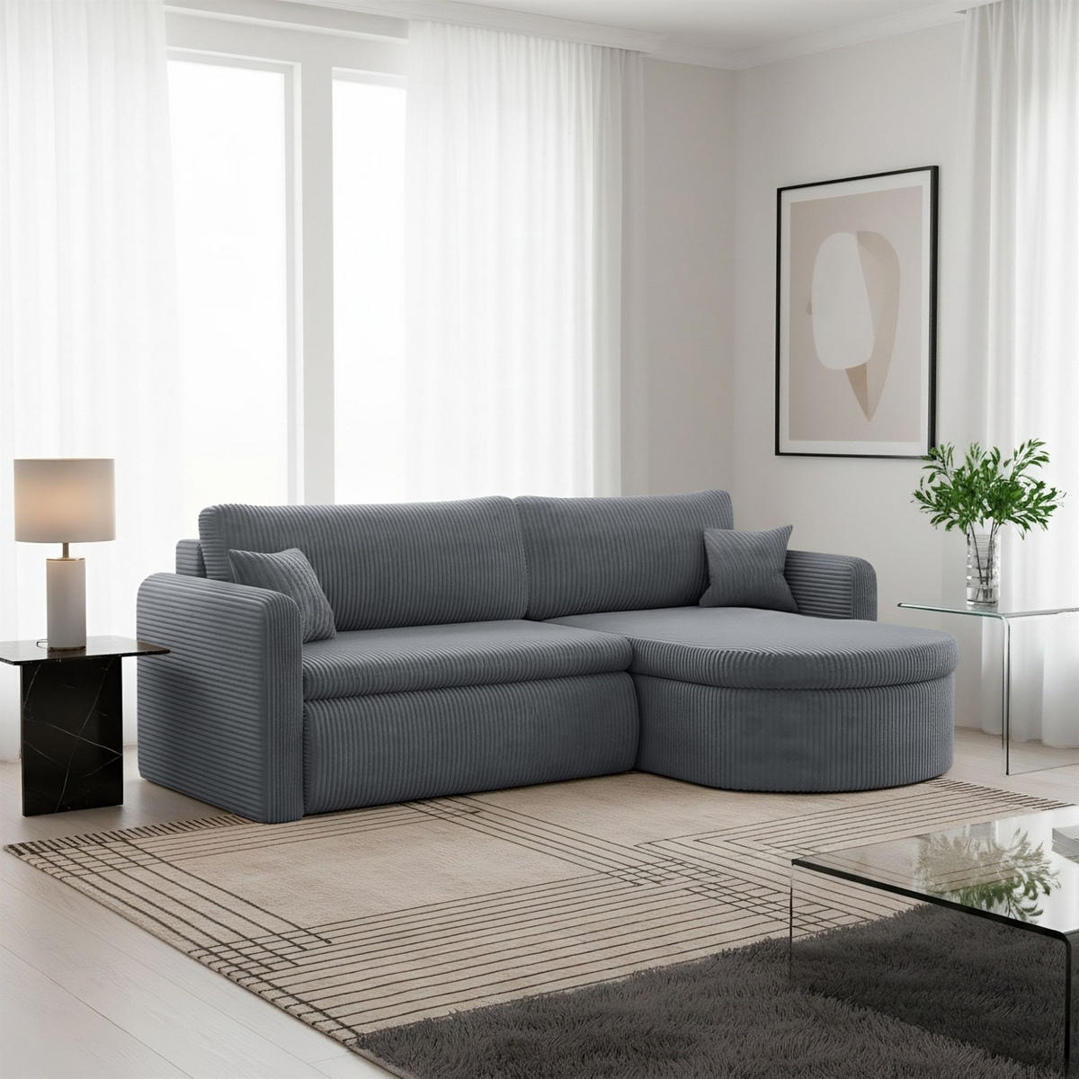 ECKSOFA Feliz In Poso - Grau, Holzwerkstoff/Textil (250/160cm) - Fun Möbel