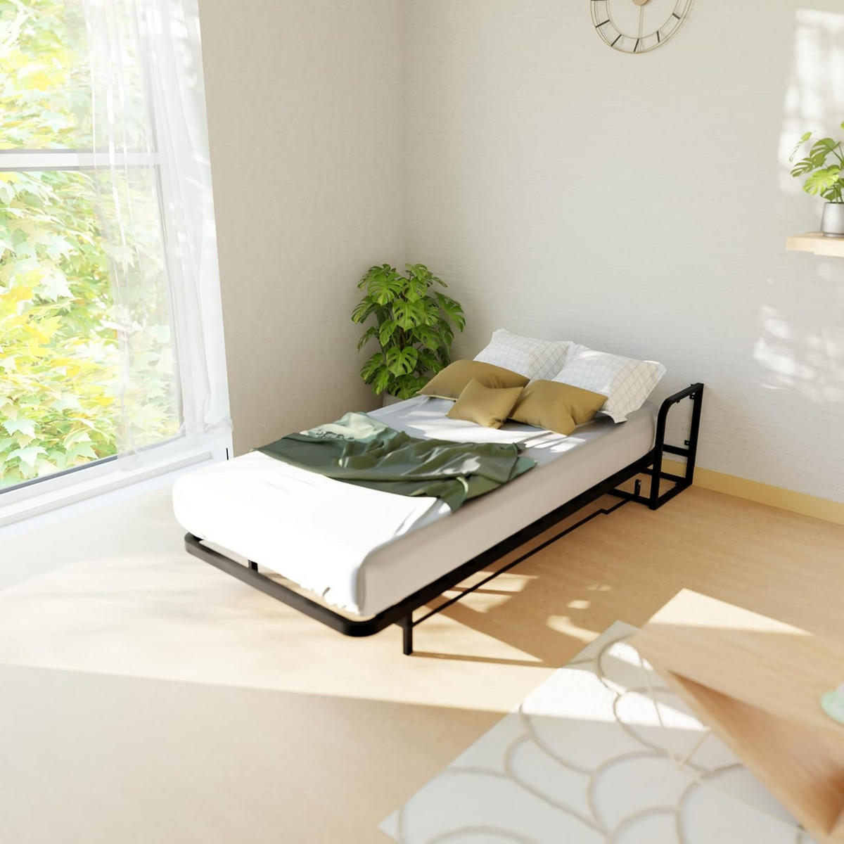 WANDBETT Murphy Classik 90x190 Vertikal, mit Gasdruckfeder-Mechanismus - Schwarz/Graphitfarben, Metall (90/190cm) - WallBedKing