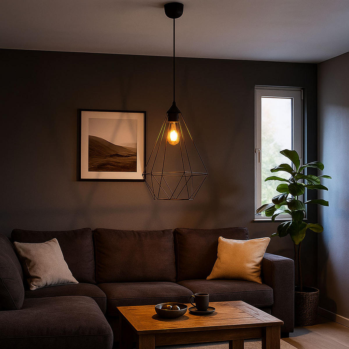 HÄNGELEUCHTE Metall Gitter Schwarz - Schwarz, Metall (30/30/120cm) - Globo Lighting