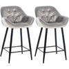 BARHOCKER 2er Set Samt grau - Schwarz/Grau, Textil/Metall (54/103/57.5cm) - CLP