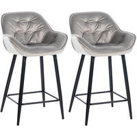 BARHOCKER 2er Set Samt grau - Schwarz/Grau, Textil/Metall (54/103/57.5cm) - CLP
