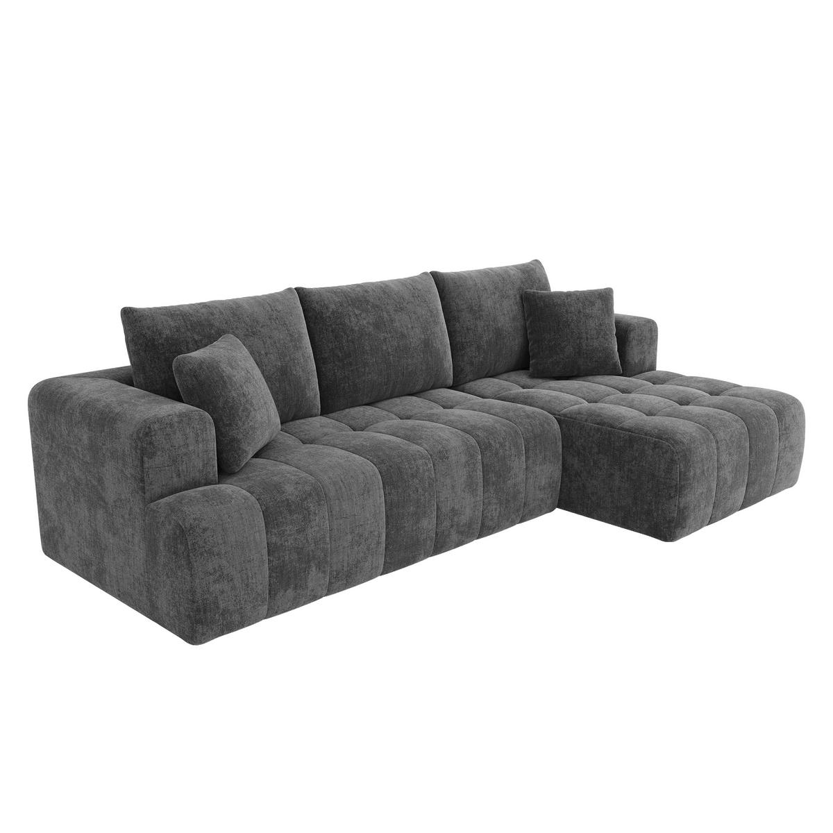 ECKSOFA 244.5/136/79 cm Grau Chenille - Grau, Textil (244.5/136cm) - Oxeza
