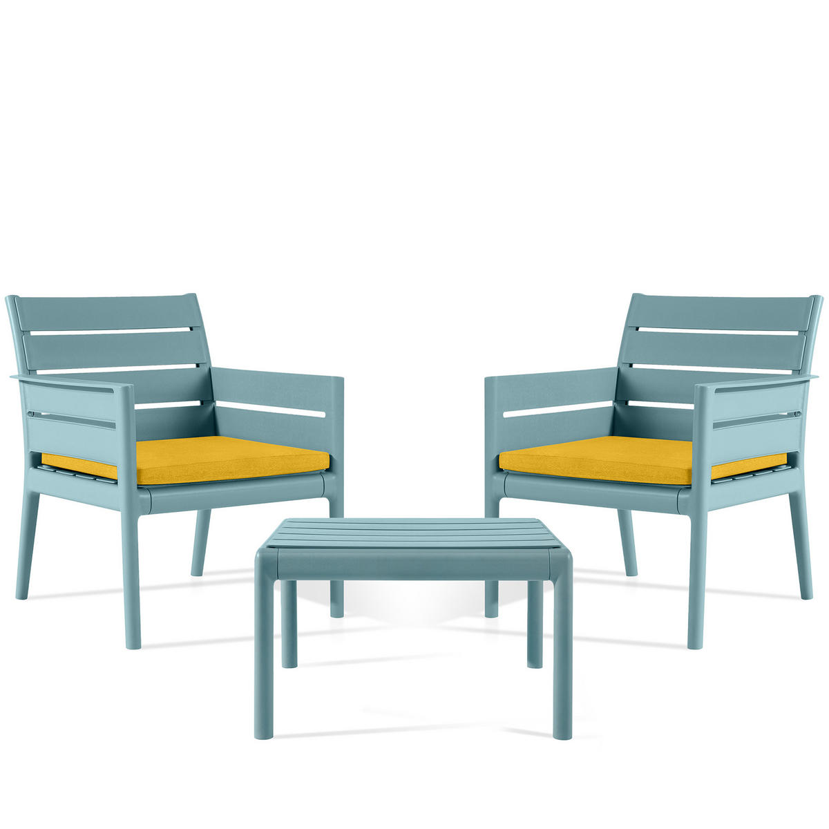 GARTENMÖBEL-SET MITTU 3-tlg, Mint/Gelb - Gelb/Mintgrün, Kunststoff - KONSIMO®