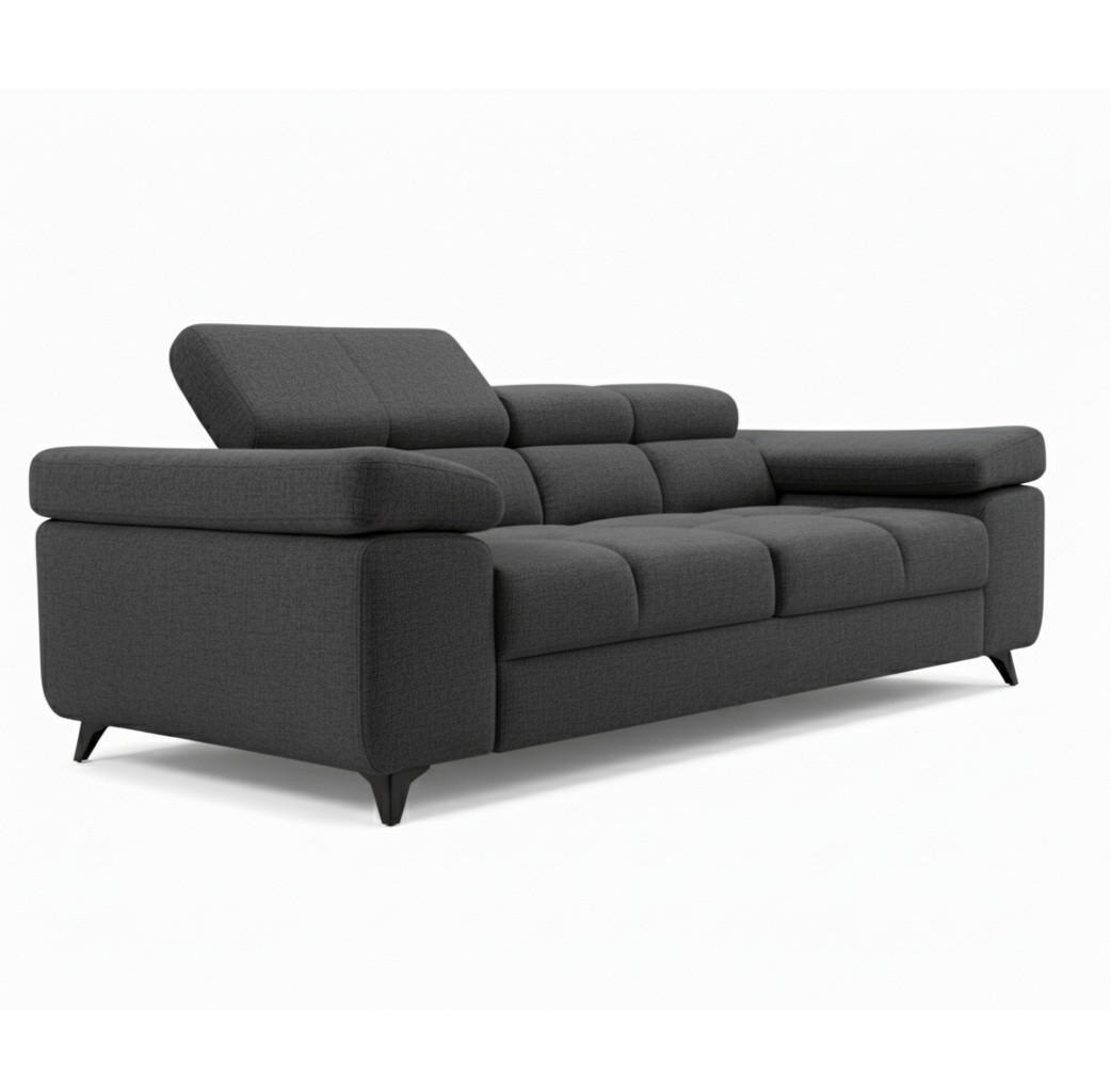 2-SITZER SOFA FJORD, verstellbarer Kopfstütze, anthrazit - Anthrazit/Schwarz, Kunststoff/Textil (194/90/97cm) - KS Home Concept