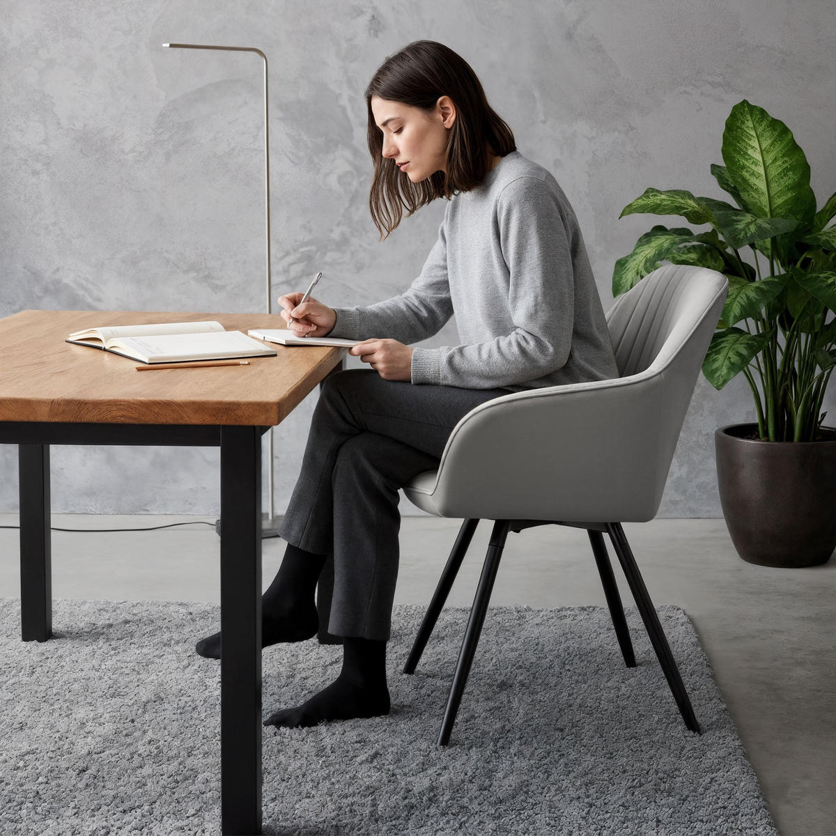 DREHSTUHL 4er-SET Grau, Schwarz 55/83/58 - Schwarz/Grau, Textil (55/83/58cm) - RAUMHIRSCH FURNITURE