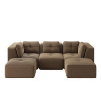 WOHNLANDSCHAFT 297/177/69 cm in Braun aus Cord mit modularem Design - Braun, Textil (177/69/297cm) - Flora Grace