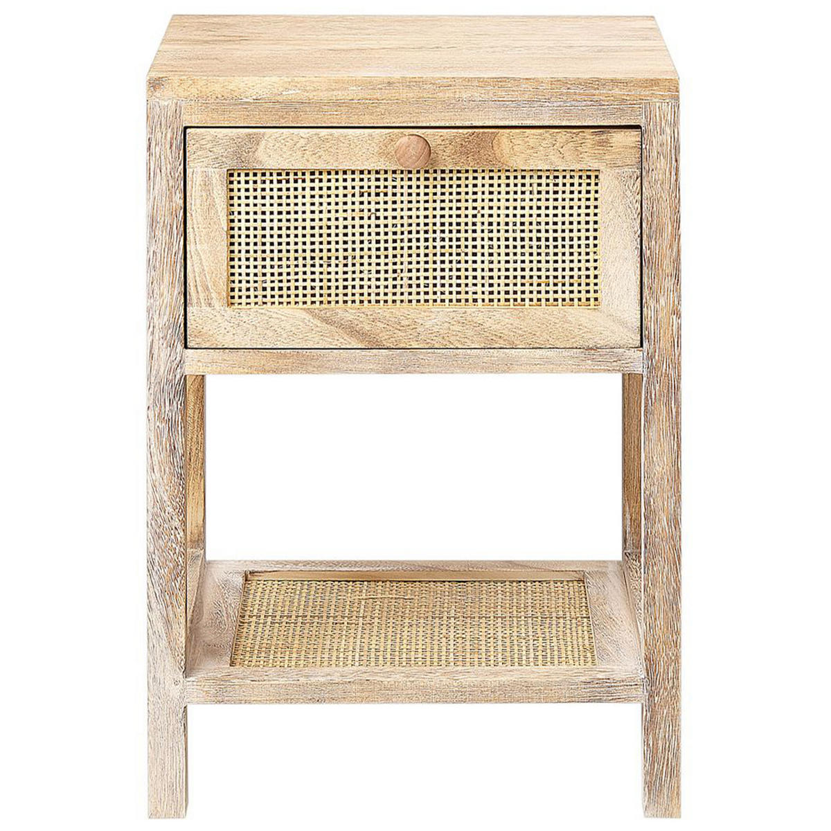NACHTTISCH Rattan heller Holzfarbton 1 Schublade 35/29 cm Esto - Hellbraun, Holz (35/51/29cm) - Beliani