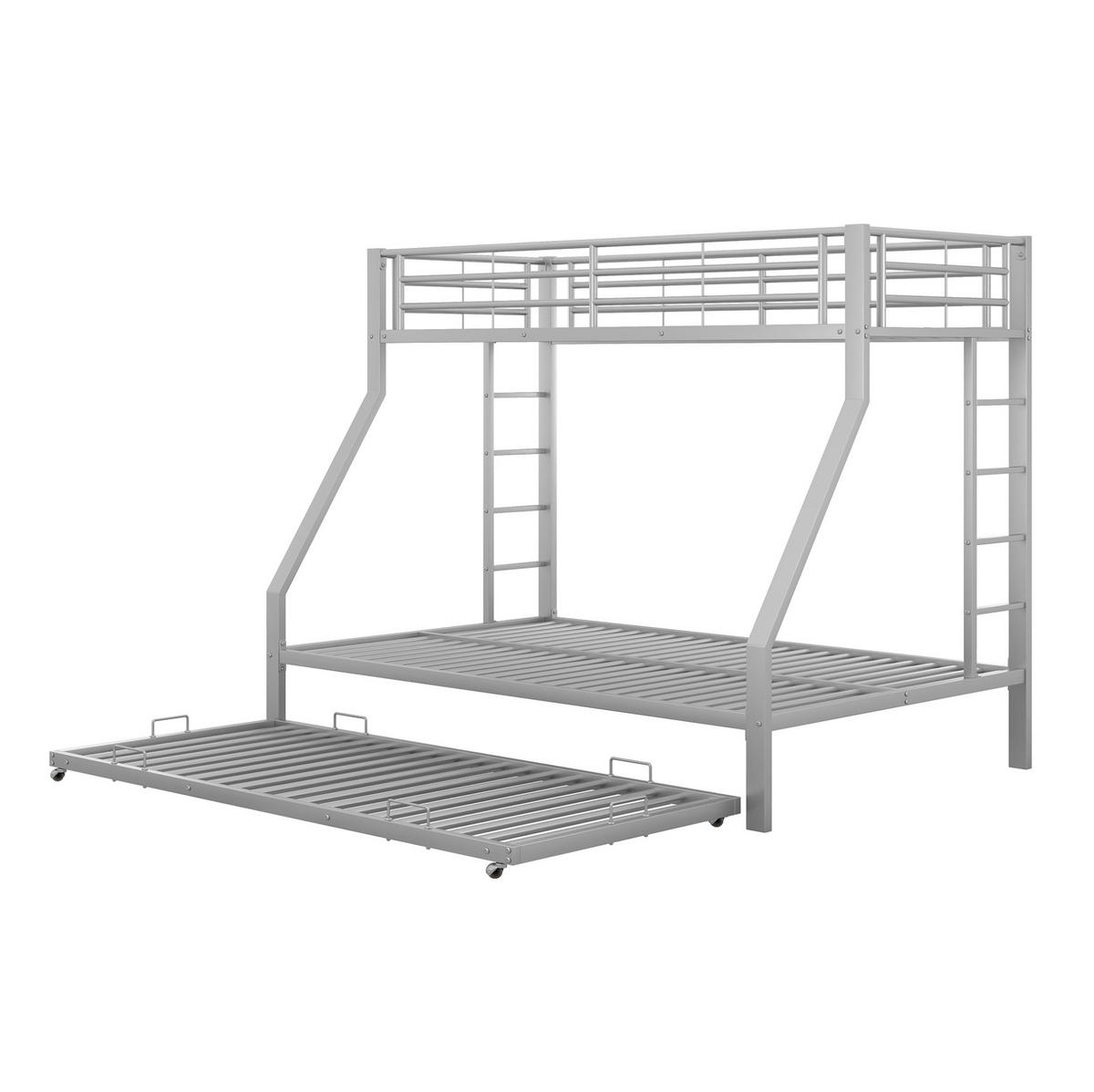 ETAGENBETT 90/140x200 cm mit Ausziehbett und Leitern auf beiden Seiten, Silber - Silberfarben, Holzwerkstoff (90/200cm) - Redom