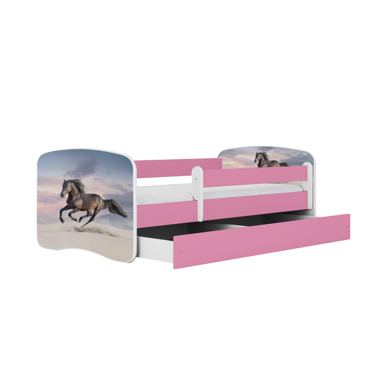 KINDERBETT Pferd im Galopp mit Schublade und Matratze 180/80 - Rosa, Holzwerkstoff (80/180cm) - RAUMHIRSCH FURNITURE