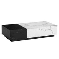 COUCHTISCH Weiß Schwarz Marmor-Optik 120x60x28 cm mit Schubladen und Stauraum - Schwarz/Weiß, Holzwerkstoff (60/120/28cm) - KADIMA DESIGN