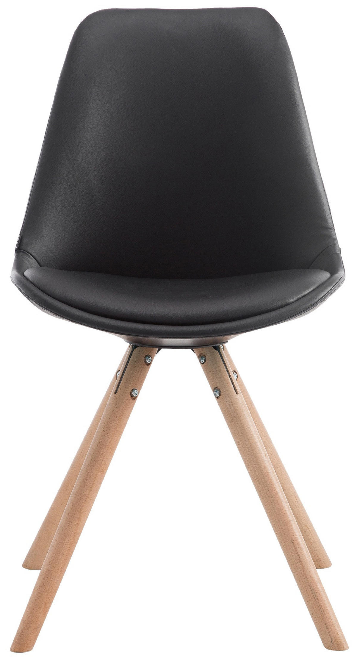 STUHL Lederlook schwarz - Eukalyptusholzfarben/Schwarz, Holz/Textil (48/84/56cm) - CLP