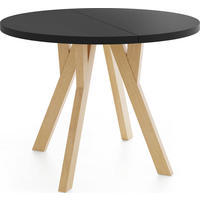 ESSTISCH Avero runder ausziehbarer, Schwarz 80-160/80/77 cm - Hellbraun/Schwarz, Holz/Holzwerkstoff (80/80/77cm) - WFL GROUP