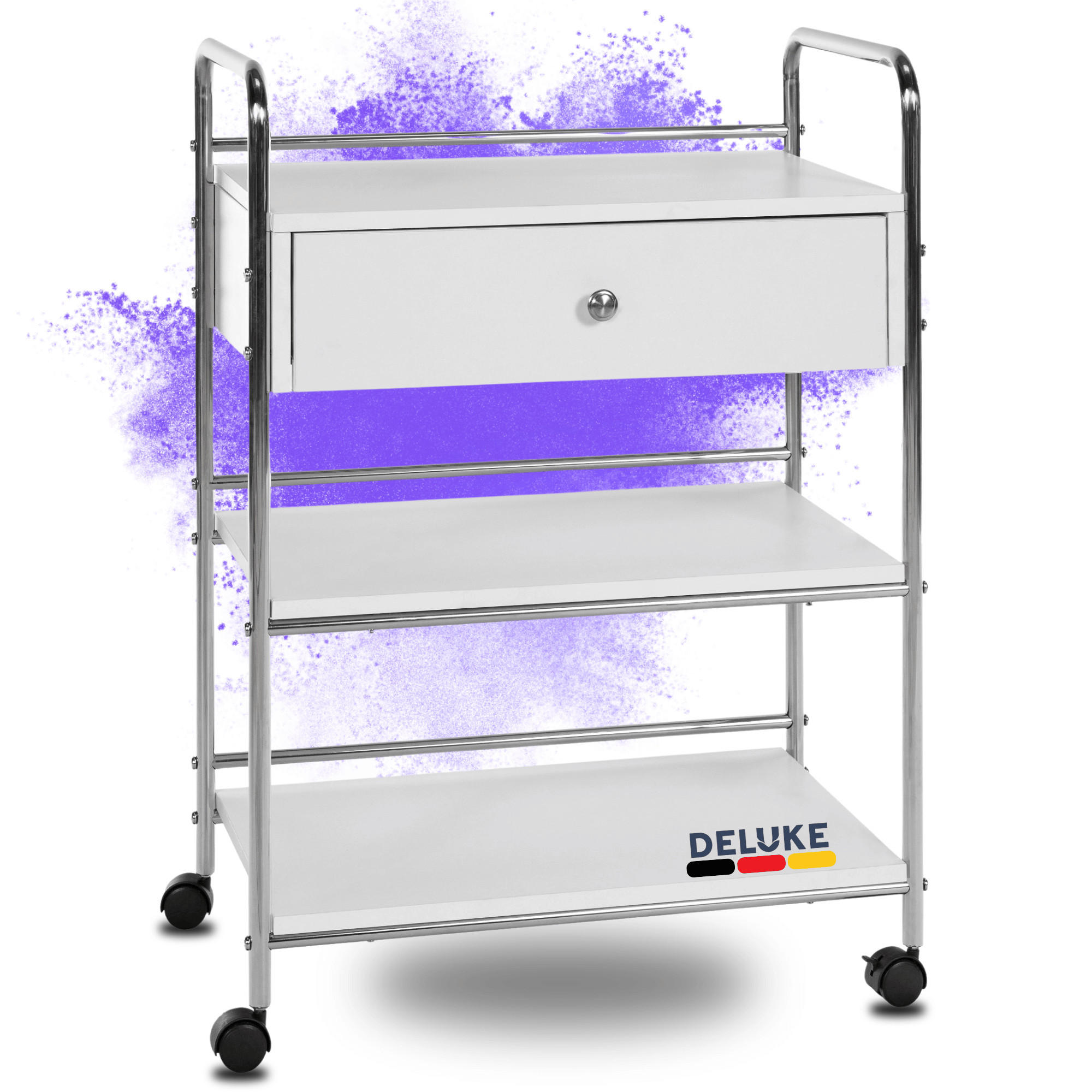 ROLLWAGEN KLIA Schublade & Ablagen Weiß - Weiß, Metall (59/82/36cm) - DELUKE