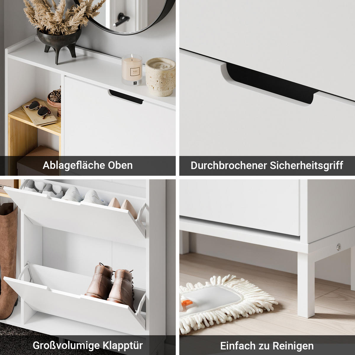 SCHUHKIPPER Weiß - Weiß, Holzwerkstoff (90/129.5/19cm) - SoBuy