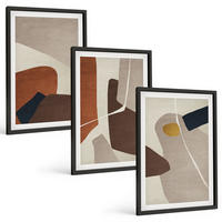 BILDER SET 3er Set - 40x60 cm Schwarzer Rahmen - Abstrakte Boho-Malerei - Schwarz, Kunststoff (40/60cm) - TULUP