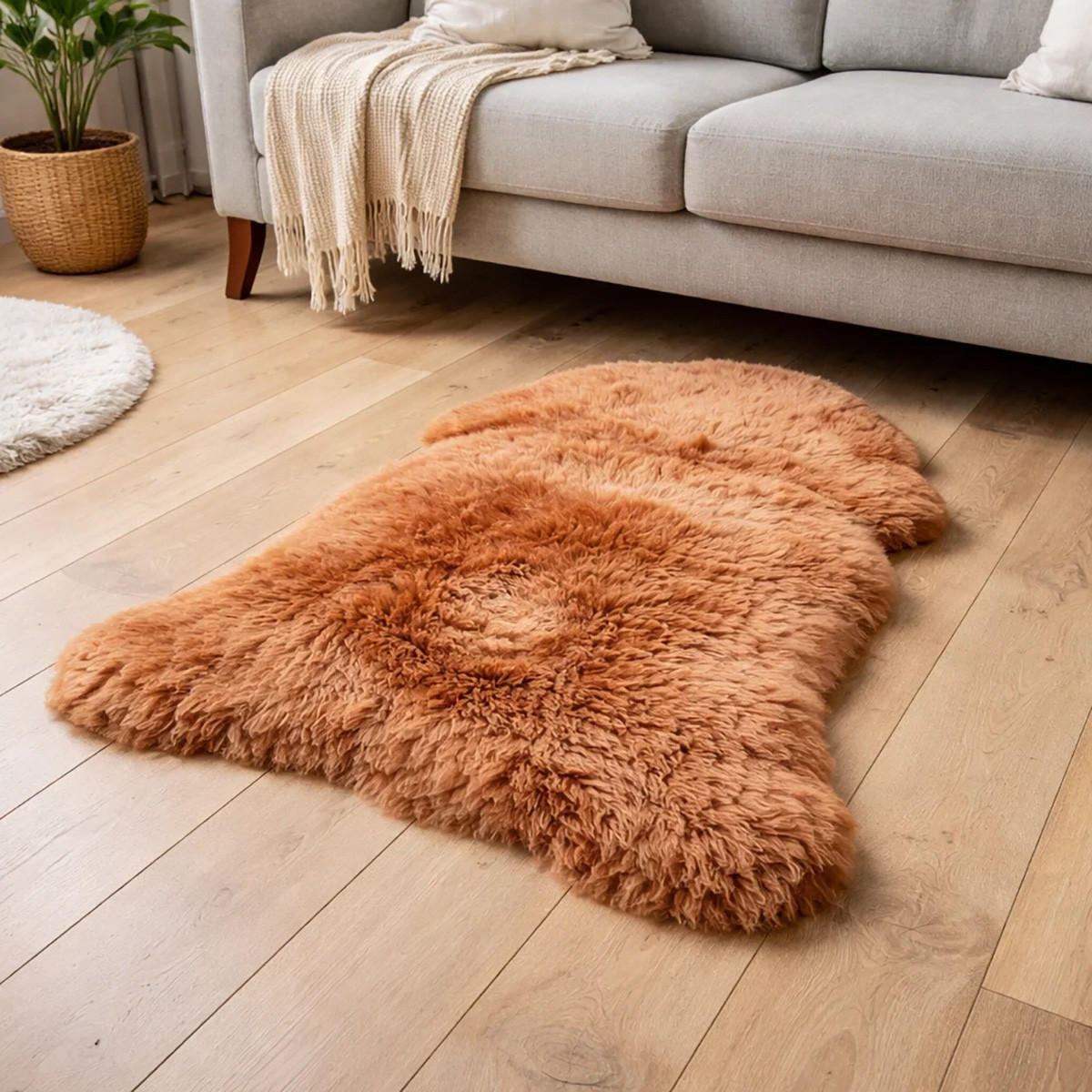 FELL Öko Lammfell Schaffell Toffee Braun ca. 105 cm - Hellbraun/Braun, Fell (55/105cm) - Provellus